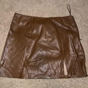 Adorable brown faux leather mini skirt